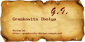 Greskovits Ibolya névjegykártya